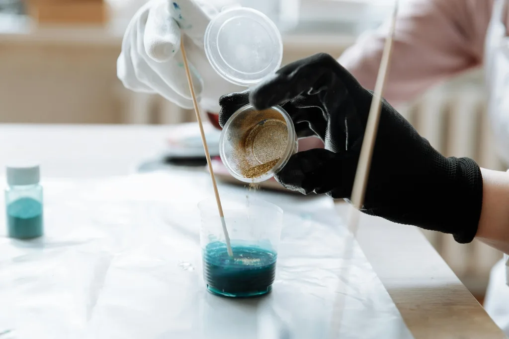 préparation du mélange résine